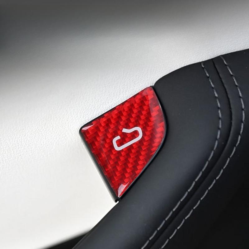 4PCS Real Carbon Fiber Car Door Switch Panel Cover Sticker For Tesla Model 3 Y 2018-2025 Car Interior Decoration Accessories