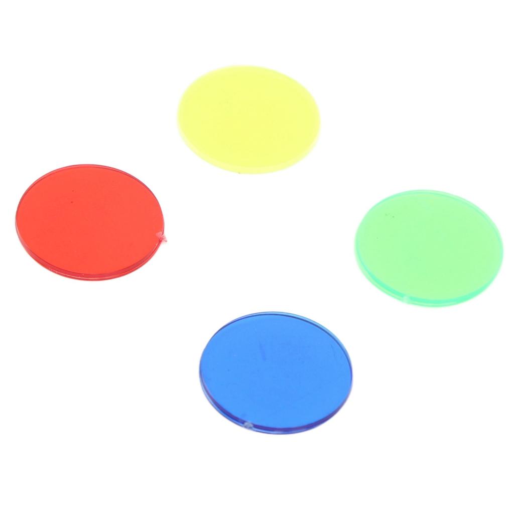 100 Stück Spielmarken Scheiben Durchscheinend 15mm Durchmesser Rund 4 Farben Brettspiel Zählmarke Chip