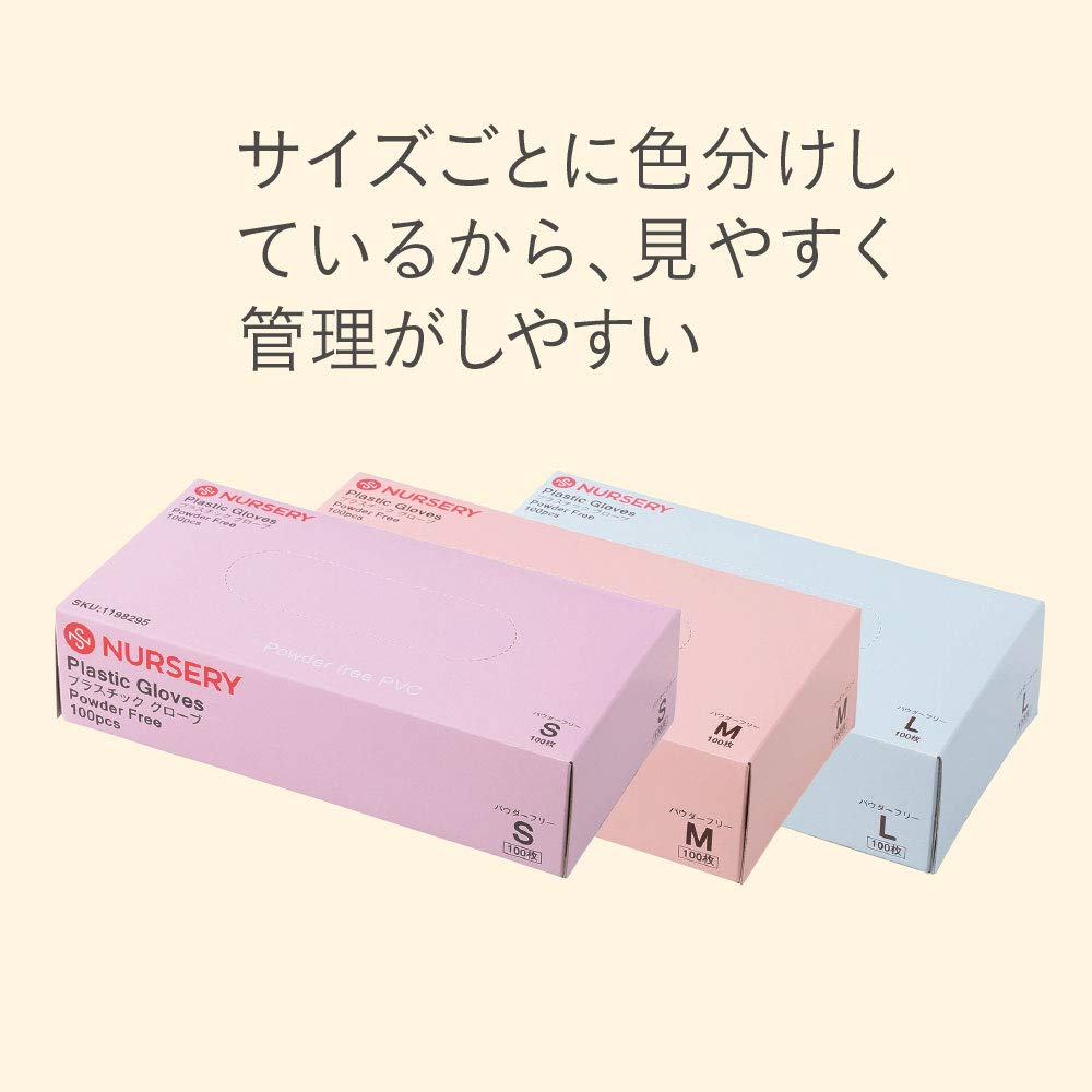 Disposable Plastic Gloves 9000031A [Nursery] Gloves, (powder-free), Thin, Tear-resistant, Powder-free, Medical, Hospital, S, 3-box Set,