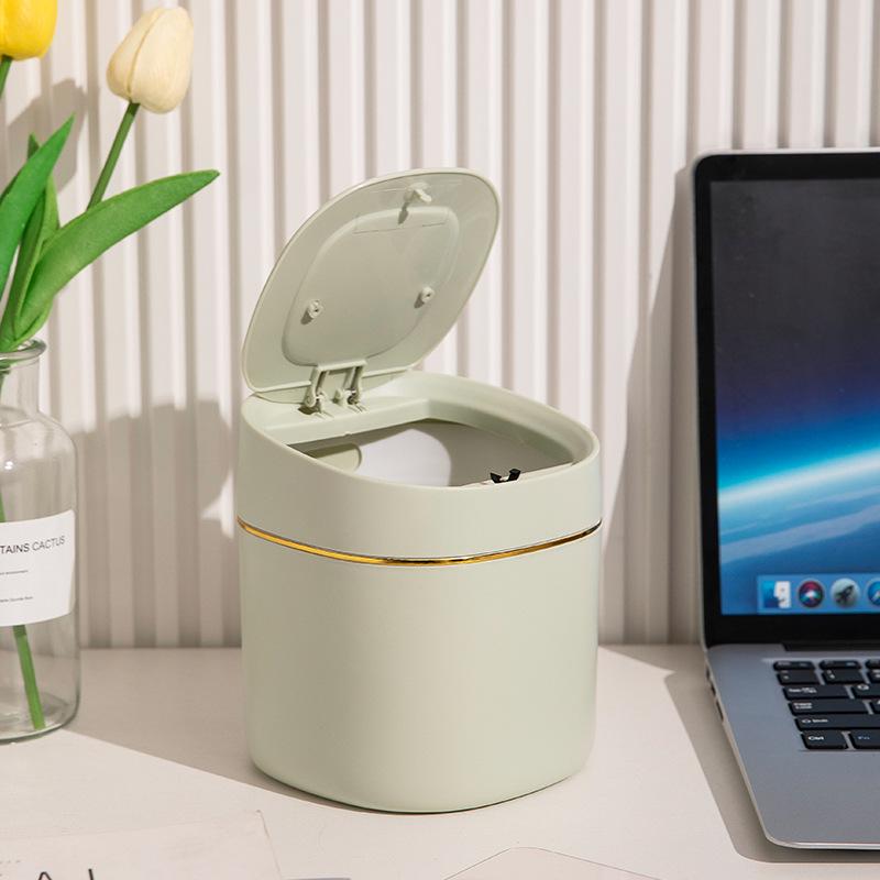 Compact Desktop Trash Can with Lid for Office, Bedroom, or Car