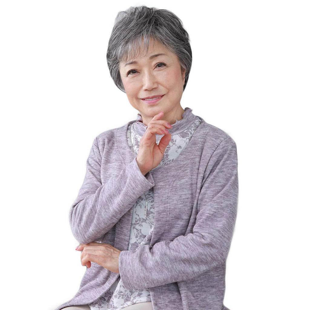 Priscilla Mrs. Half-Wig with Feather Curls, A-116, Heat-Resistant Gray Hair, Gray