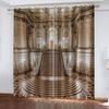 Living Room Curtains 2 Pieces Fashion 3D Golden Corridor Printed Polyester Eye Blackout Curtain Fabric Two Panels