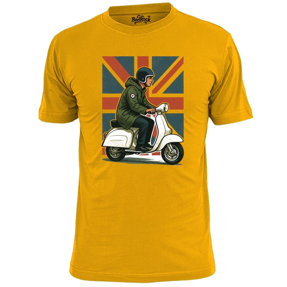 Mens Mod On Scooter With Union Jack T shirt Weller Jam XL