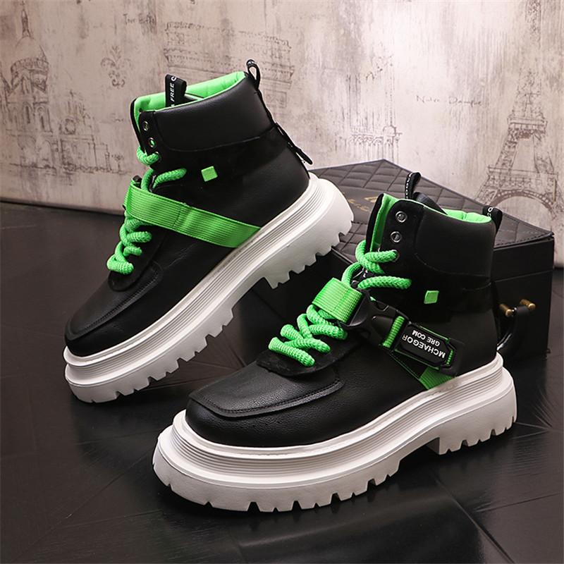 

Роскошные мужские ботинки челси на платформе, ботильоны из спилковой кожи с толстой подошвой, мужская белая обувь, короткие ботинки Martins с круглым носком 38 чёрный