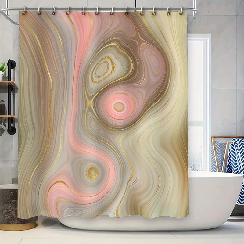 

Pink Marble Shower Curtain: Soft Fabric Bathroom Decor with Rod Pocket for Kids Bath 90x180cm