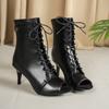 Fashion Aphixta Narrow Band Dec Women Peep Toe Ankle Boots 7cm High Heels Sexy Woman Shoes Lace Up Back Zipper Sandals Boot Ladies Shoes