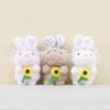 Flower Bunny Holding Plush Doll Keychain Cartoon Plush Toy Decoration Bag