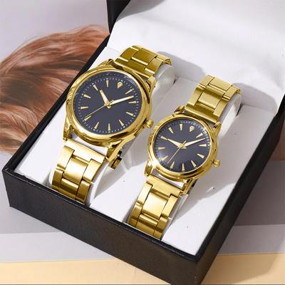 2 Stück Mode Paaruhren Luxus Herren Damen Einfache Quarzuhren Legierungsband Armbanduhren Reloj Mujer