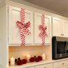 Valentine's Day Decoration Love Heart Bow Hanging Ornament Red Polyester Ribbon for Cabinet Door Wall Festive Home Decor