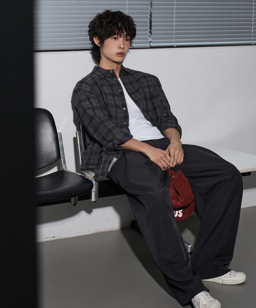 LEMAIN SECOND Check Oversized Shirt [Charcoal]