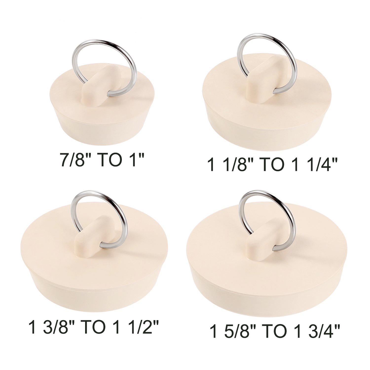 

4-Piece Rubber Sink & Bathtub Drain Stoppers 1-5/8 to 1-3/4 inches білий