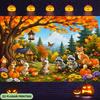 1 piece of 2D flat banner Autumn Forest Animal Gathering 2 polyester fiber material background clothzyc