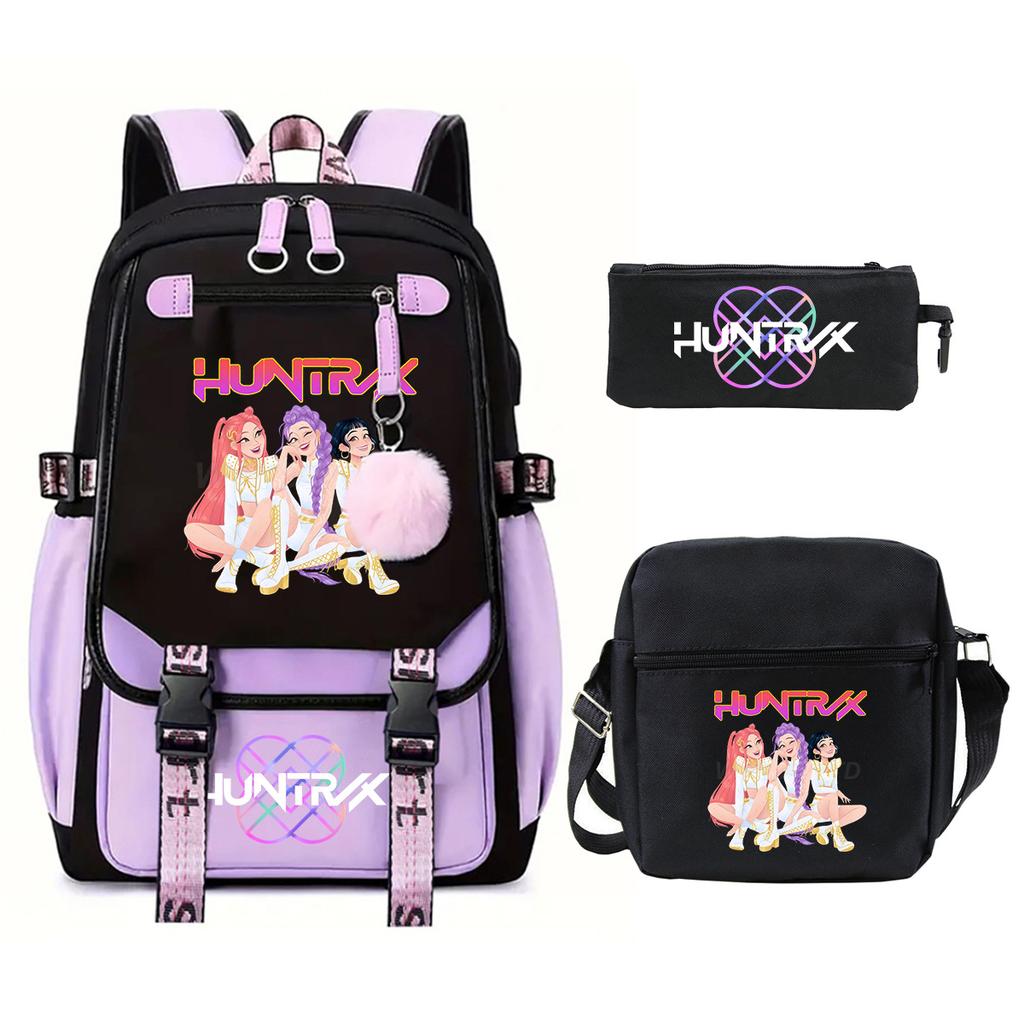 Animation Cartoon Peripheral Primary And Secondary School Students Schoolbag Multi-Functional Large-Capacity Leisure Backpack Three-Piece Set
