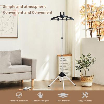 Clothes Ironing Steamer Stand with Adjustable Height and Rotatable Hangers