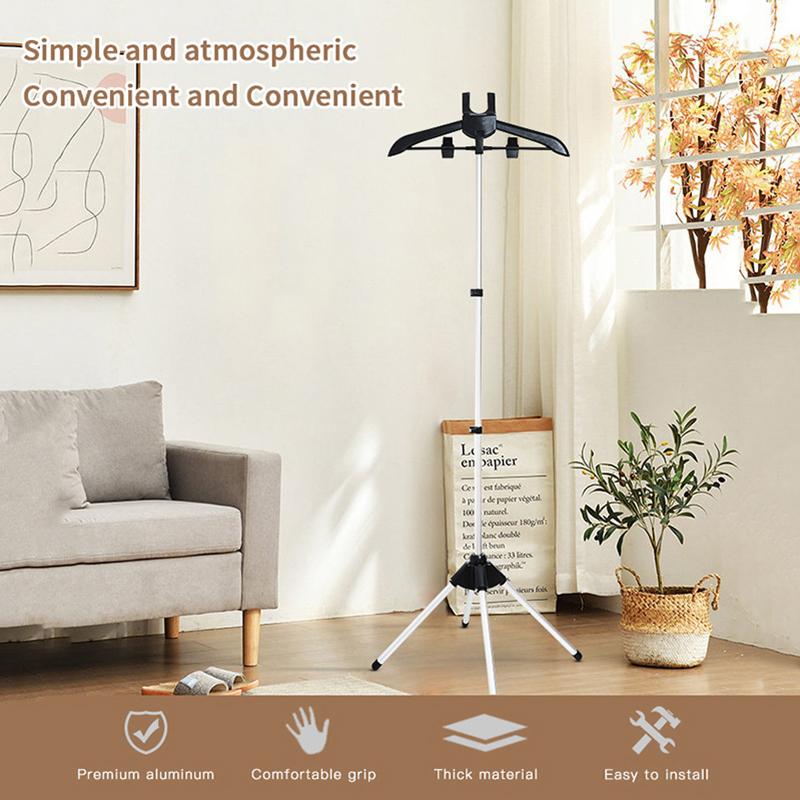 Clothes Ironing Steamer Stand with Adjustable Height and Rotatable Hangers