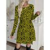 Winter Christmas Snowflake 3D Print Cute Santa Claus Women Dresses Fashion Long Sleeve Festival Ladies Loose A-Line Dress