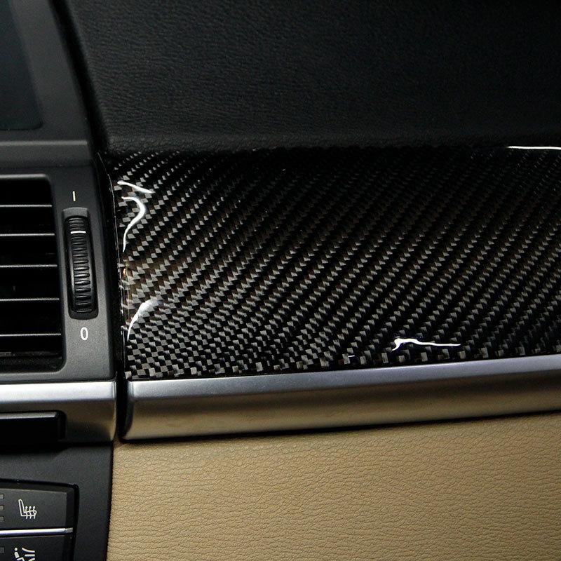 For BMW X5 E70 X6 E71 2008-2013 Soft Carbon Fiber Car Passenger Dashboard Panel Cover Trim Stickers Car Accessories LHD RHD