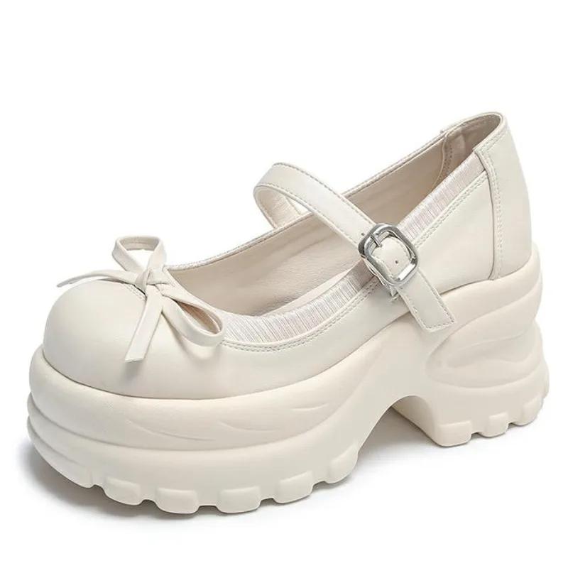 Fashion 8.5CM New Autumn Chunky Platform Butterfly-Knot Sneakers Women Punk Thick Bottom Pumps Patchwork Non Slip Walking Casual Shoes