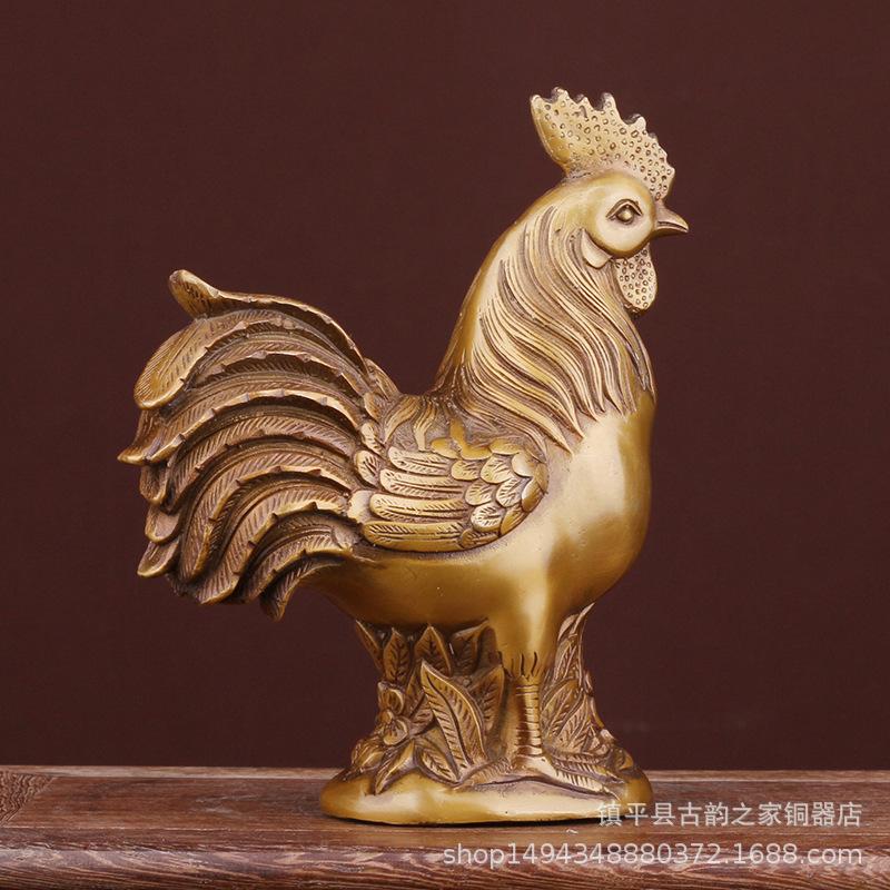 Pure Brass Copper Hen Zodiac Rooster Home Decoration Craft Ornament Bronze Art