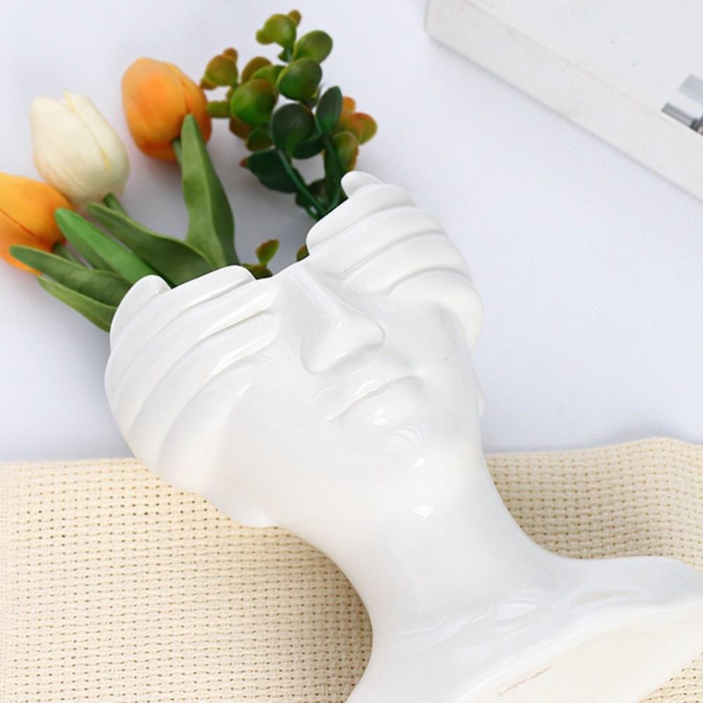 Vase Portrait Aveugle en Résine Vase Abstrait de Table Vases à Fleurs Ornements de Bureau sur Table
