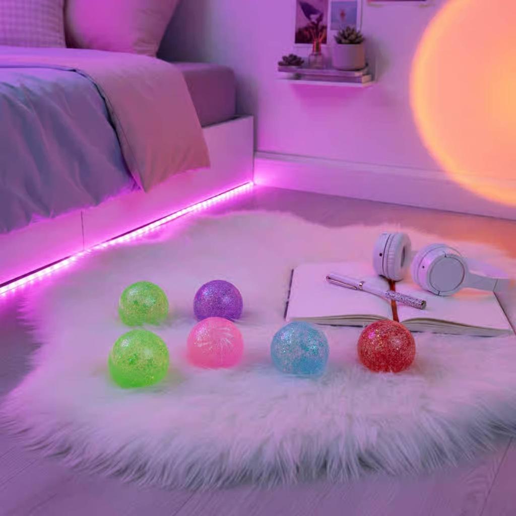 12 Pieces Glitter Dumpling Silent Press Toy Soft Texture Bead Filled Ball for Kids