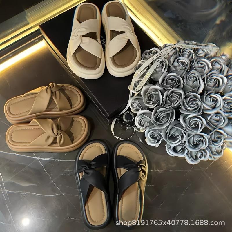 

Thick-soled cool slippers for women s summer wear 2025 new fashionable versatile fairy style with skirt one-word beach shoes 35