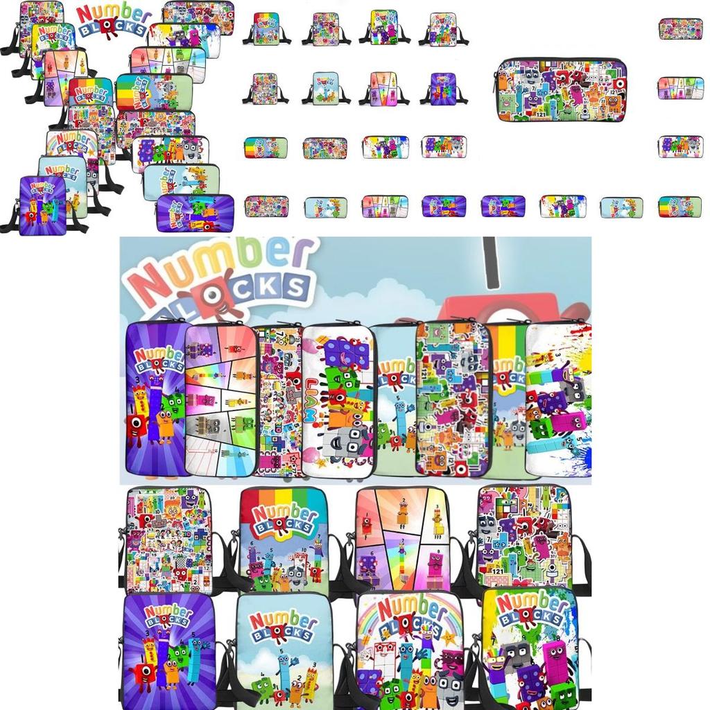 Sac à Dos Double Épaule et Bandoulière Numberblocks Avec Trousse Parfait Cadeau Pour Anniversaires