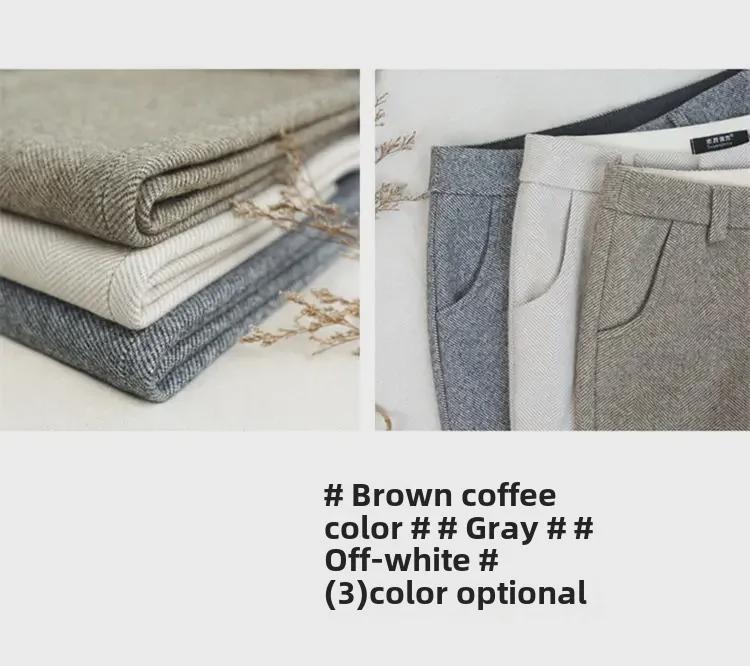 Damen High-Waist Fischgräten-Wollhose: Schlank, Lässig und Professionell