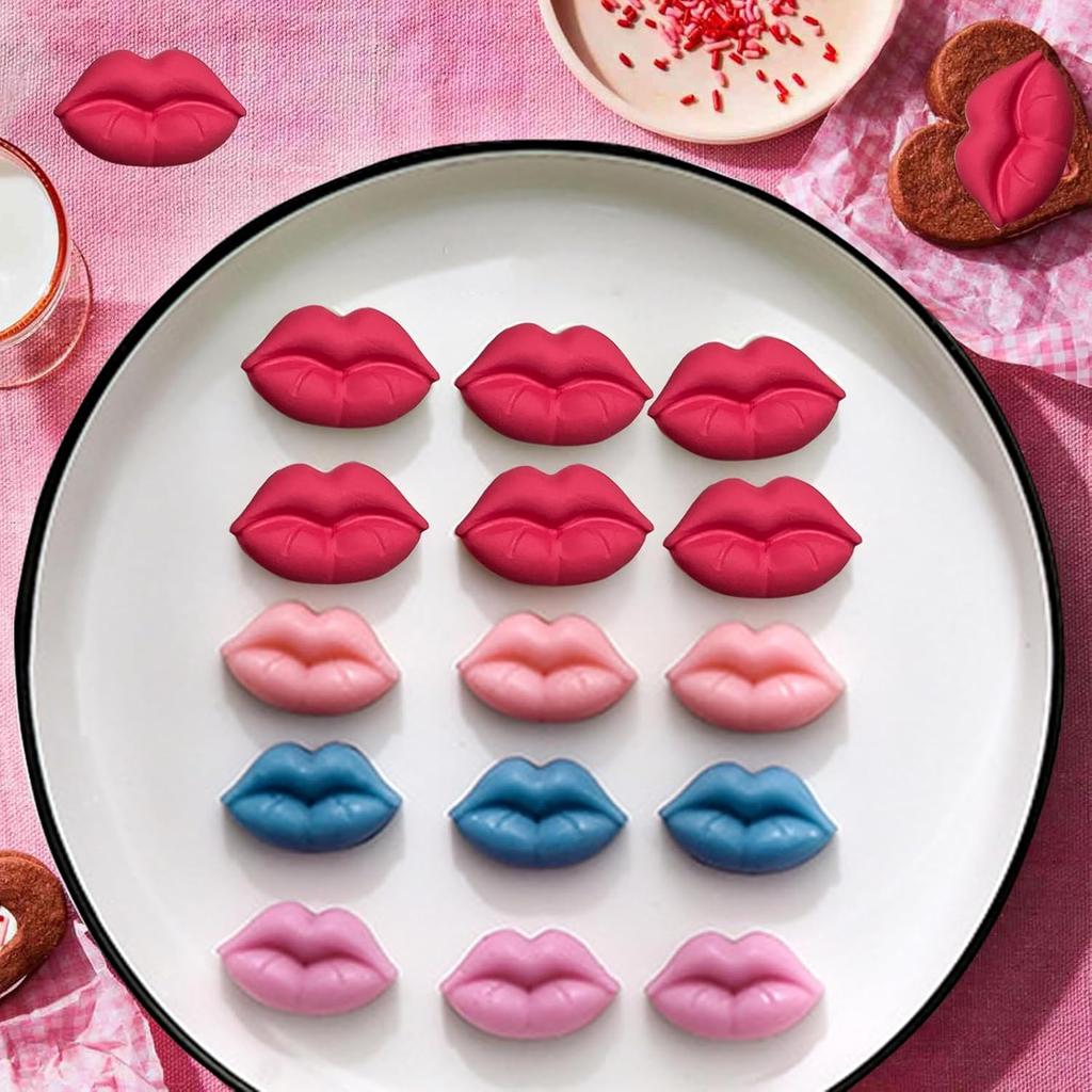 15-hole Lip Silicone Molds 3d Women Lips Holiday's Day Fondant Chocolate Mold for Candy, Candles, Ice Cube, Wedding Party Decor