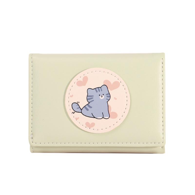 Love Pink Kitten Change Bag Pu Simple New Product Card Bag Girl Cartoon Cute Wallet