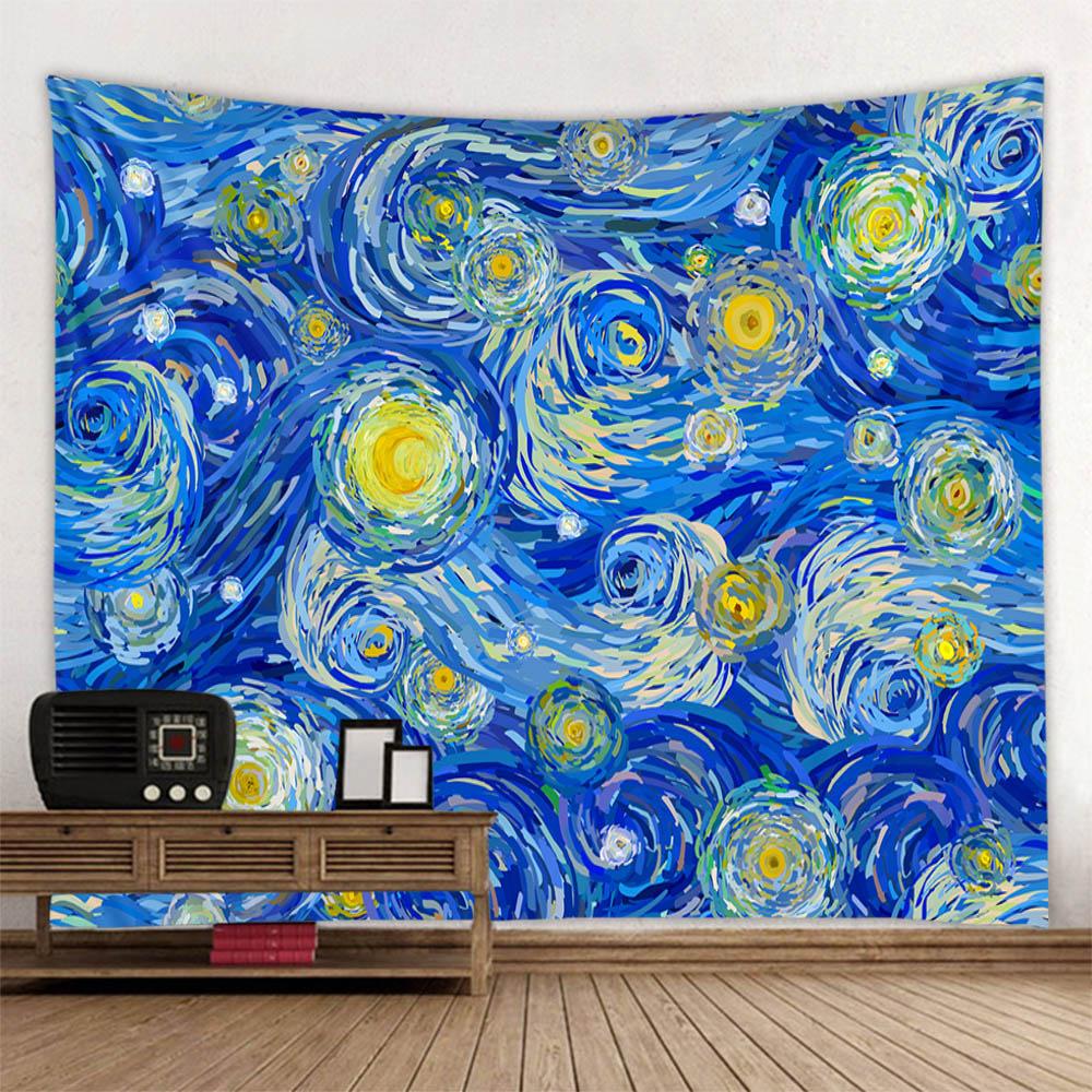 Starry Landscape Tapestry Hippie Bohemian Wall Hanging Cloth Living Room Dormitory Home Decoration Background Poster