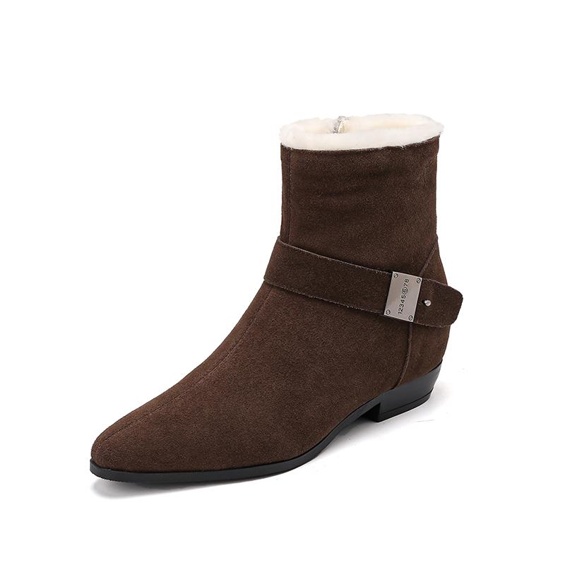 

Модные Шерстяные Теплые Короткие Ботинки Зимние Базовые Женские Ботильоны Натуральная Кожа Толстый Каблук Квадратный Носок Зрелые Новинка Ботинки Женские 40 темно-коричневого