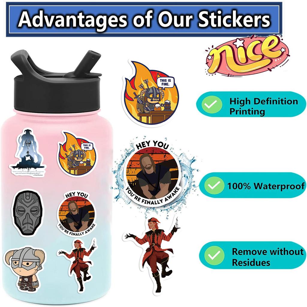 50 Games Elder Scrolls Graffiti Stickers Guitar Laptop Suitcase DIY Waterproof Stickers