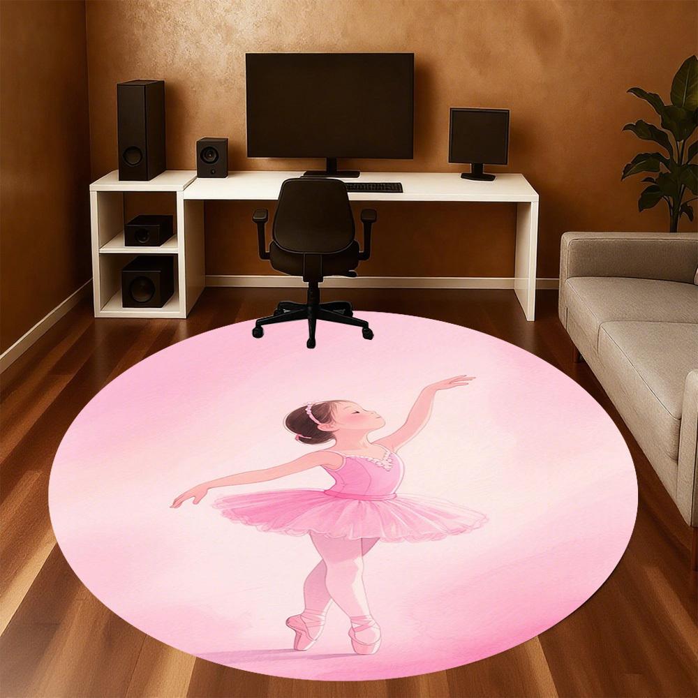1PC Ballet Tutu Pink Round Chair mat Area Rug - Non-Slip, Floor Mat for Office, Bedroom, home decor Christmas Gift c0528116