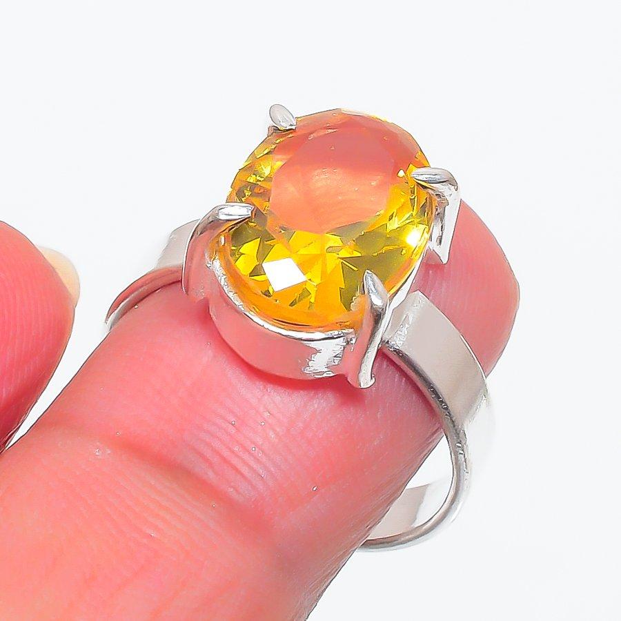 

Natural Citrine Gemstone Handmade 925 Sterling Silver Jewelry Ring Size 8 J5l19