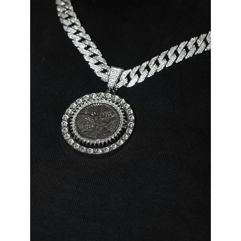 

Super Shiny American West Coast Hip-Hop Rotating Angel Diamond-Encrusted Disc Pendant 15mm Heavy-Duty Rhombus Cuban Chain European and American Style Single Pendant Without Chain