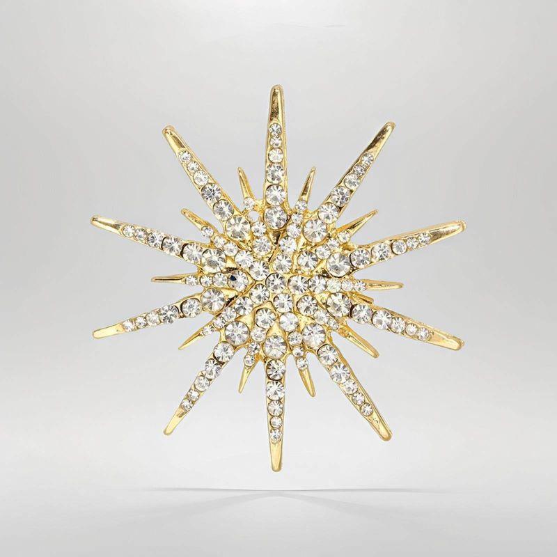 

Men s and Women s Star Brooch Jewelry, European and American Rhinestone Vintage Brooches, Sweater Accessories, Scarf Clips, Anti-Exposure Brooches Golden Ten-Pointed Star (5.5*5.5cm)