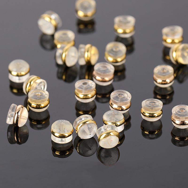 

20-40pcs Silicone Rubber Ear Back Stoppers Copper Ring Hamburger Ear Plugs For Jewelry Making DIY Earring Accessories