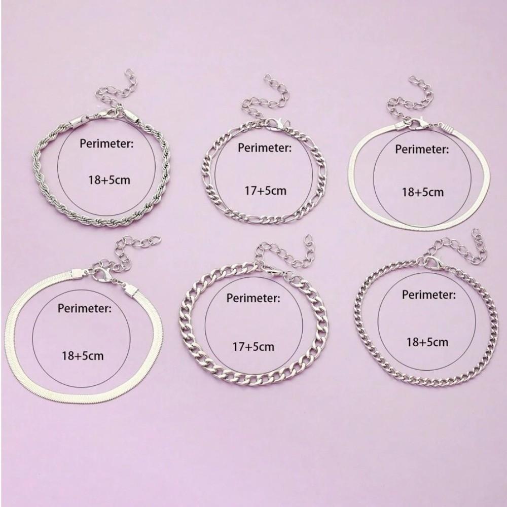5/6Pcs Multi-layer Cuban Chain Bracelets Gold Color Metal Chain Bangles Chain Bracelet Set Jewelry
