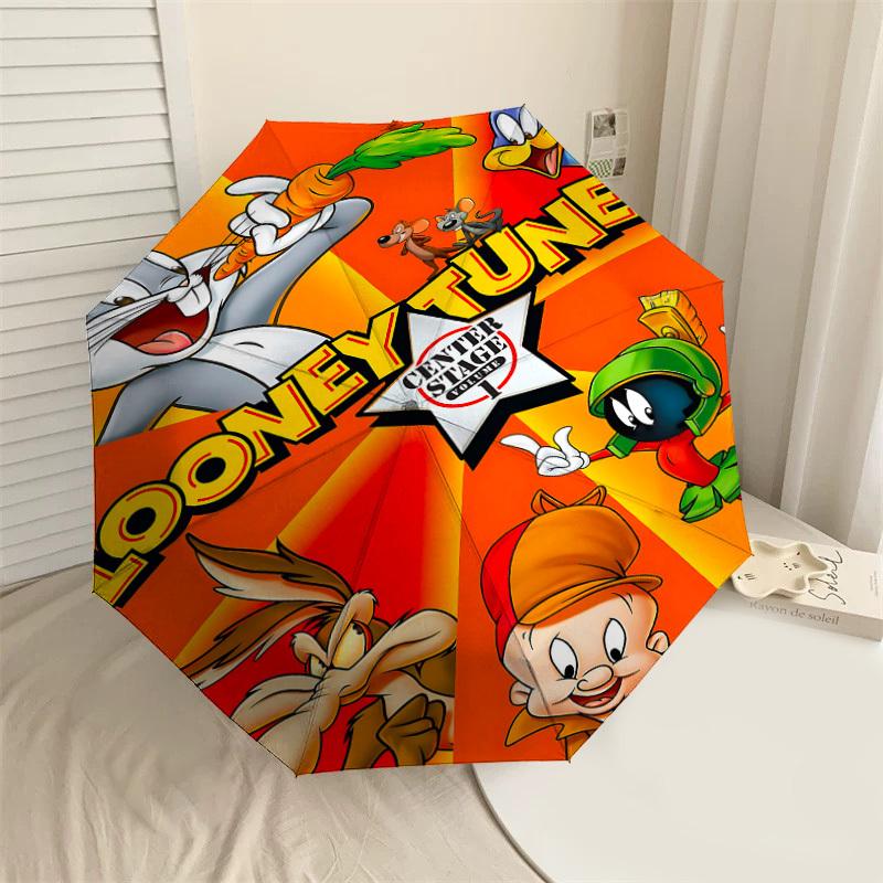 1PC Warner Looney Tunes Center Stage Volume 1 Automatic Open/Close Umbrella with Windproof, 90-Rib Sturdy Canopy, Durable Ribs1307A