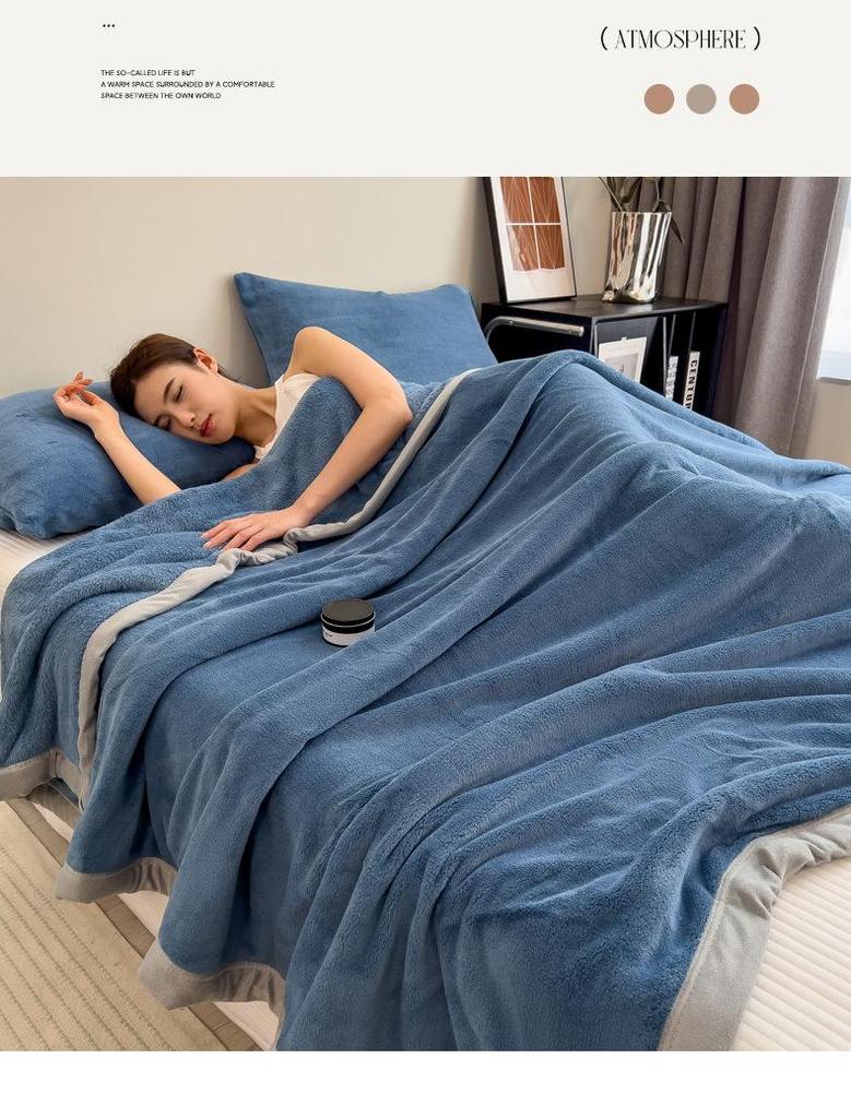 Single Piece Thickened Velvet Flannel Bed Sheet - Warm Autumn/Winter Coral Fleece Duvet Cover & Blanket