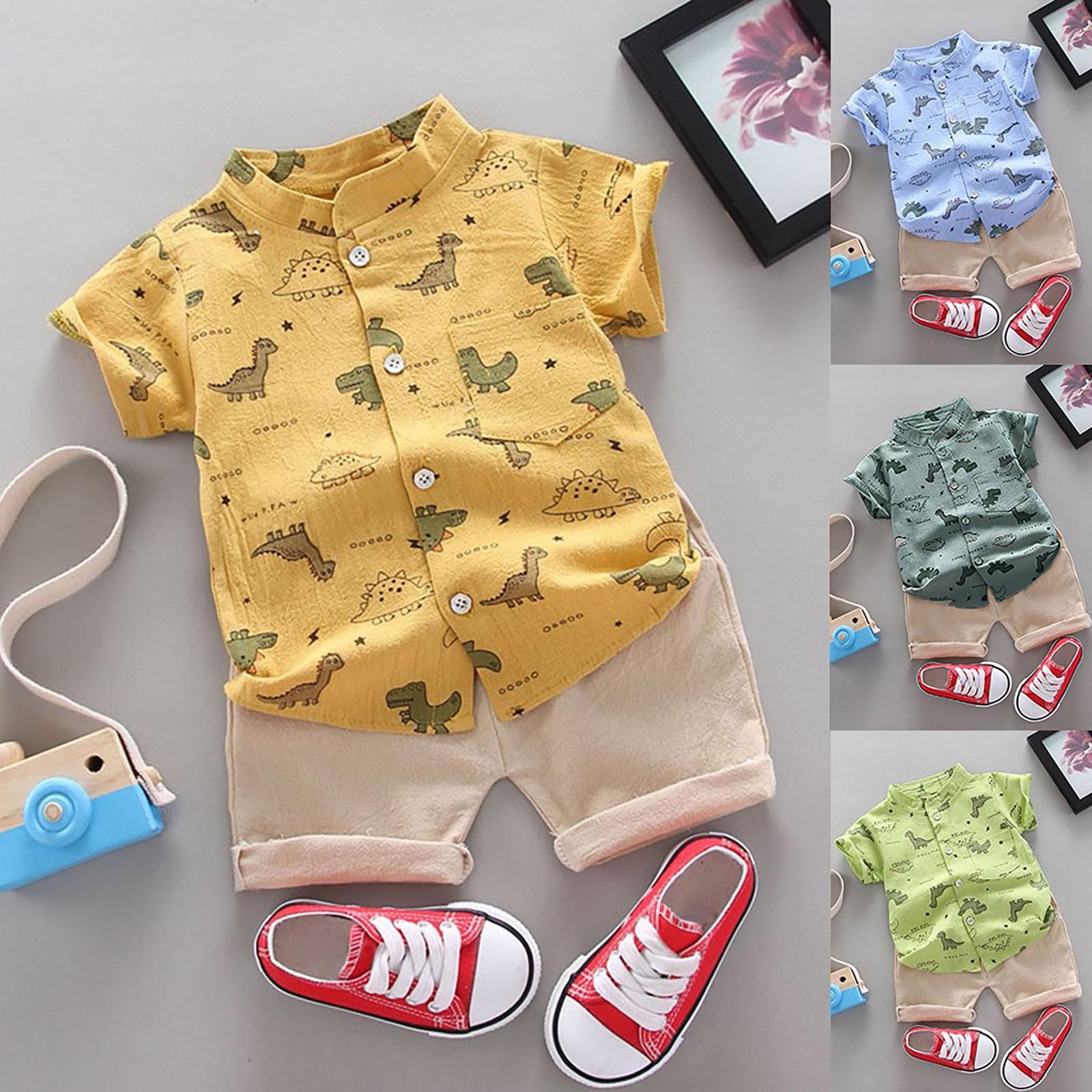 

Toddler Kids Baby Boys Cartoon Dinosaur T-shirt Tops+Pants Outfits Set 110/XL жовтий