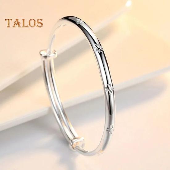 Women Bangle Copper Silver Color Curved Adjustable Smooth Polished Luster Wrist Jewelry Anniversary Birthday Gift Lightweight Bangle