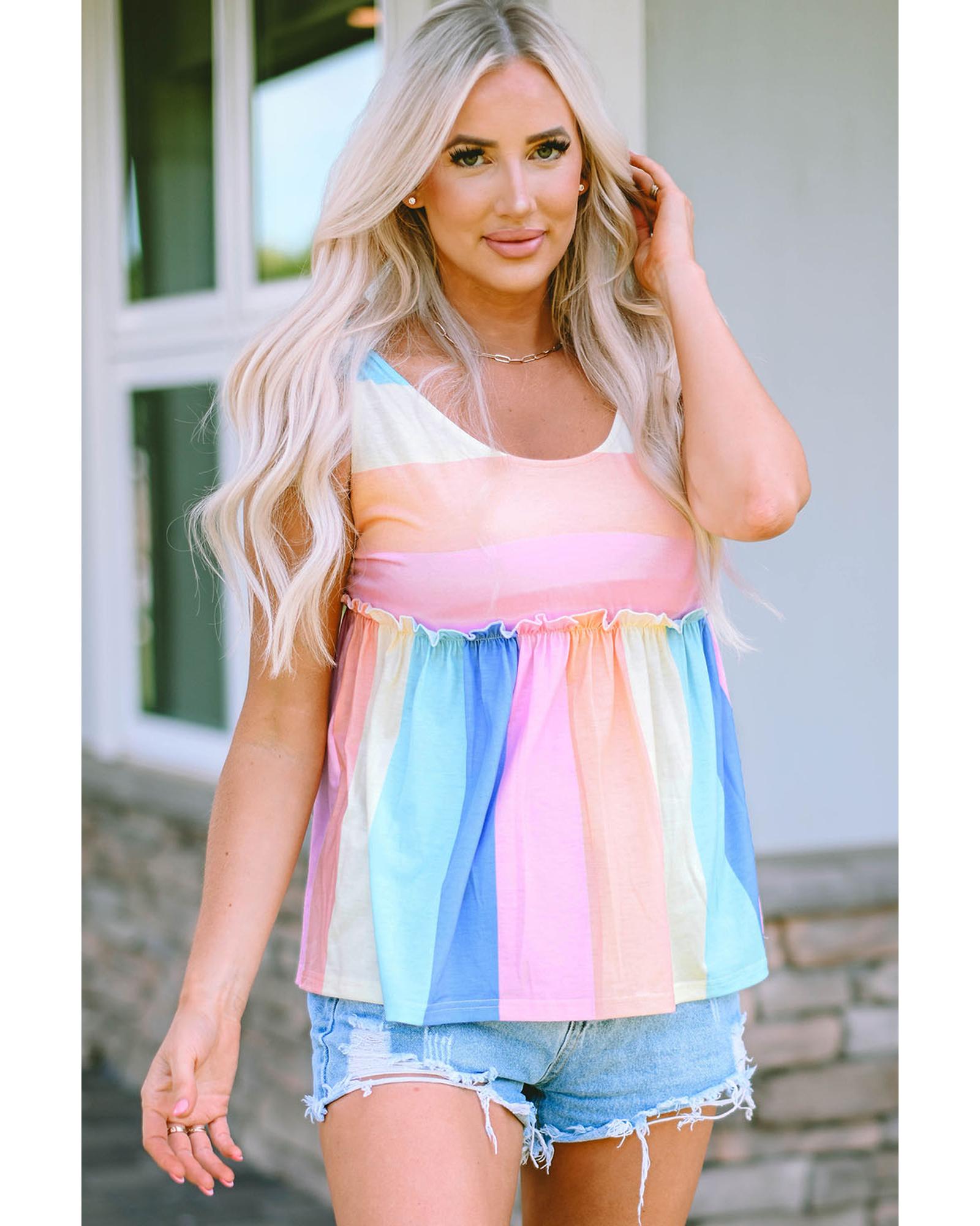 

Azura Exchange Striped Print Tied Shoulder Flowy Tank Top XL разноцветный
