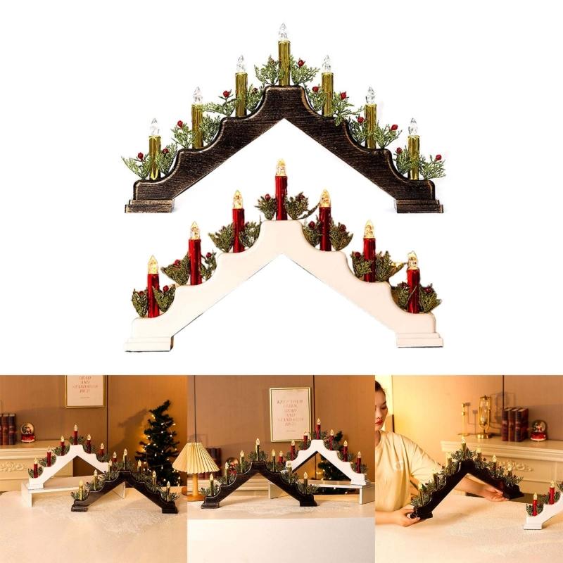 Festival Candle Light Holder for Christmas Decoration Elegant Finish, Double Power Option for Festival Home Holiday