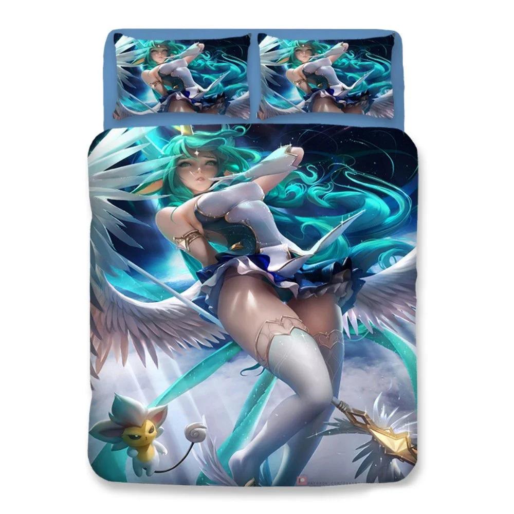 Anime Seksowna Dama Pościel Poszewka na Kołdrę Pokrowce na Kołdrę do Sypialni Rozmiar Jednoosobowy Twin King Pokrowiec na Pikowaną Kołdrę Tekstylia Domowe 2/3 SZT