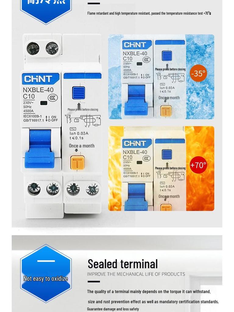 Chint NXBLE-32 40A 1P+N Residual Current Circuit Breaker
