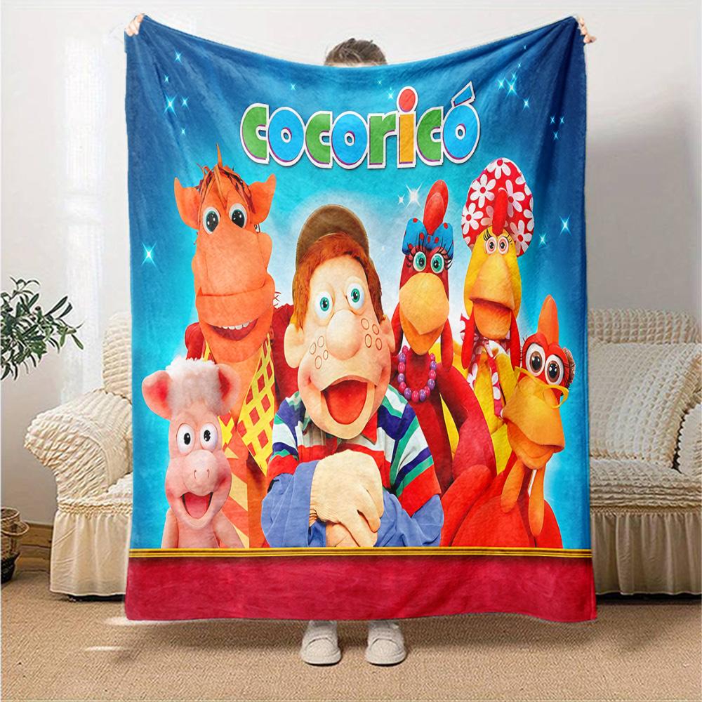 Cocorico Animal Puppet Show Flannel Blanket Super Soft Warm Cozy Blanket for Sofa Bed Office Travel All‑Season Home Decor Gift