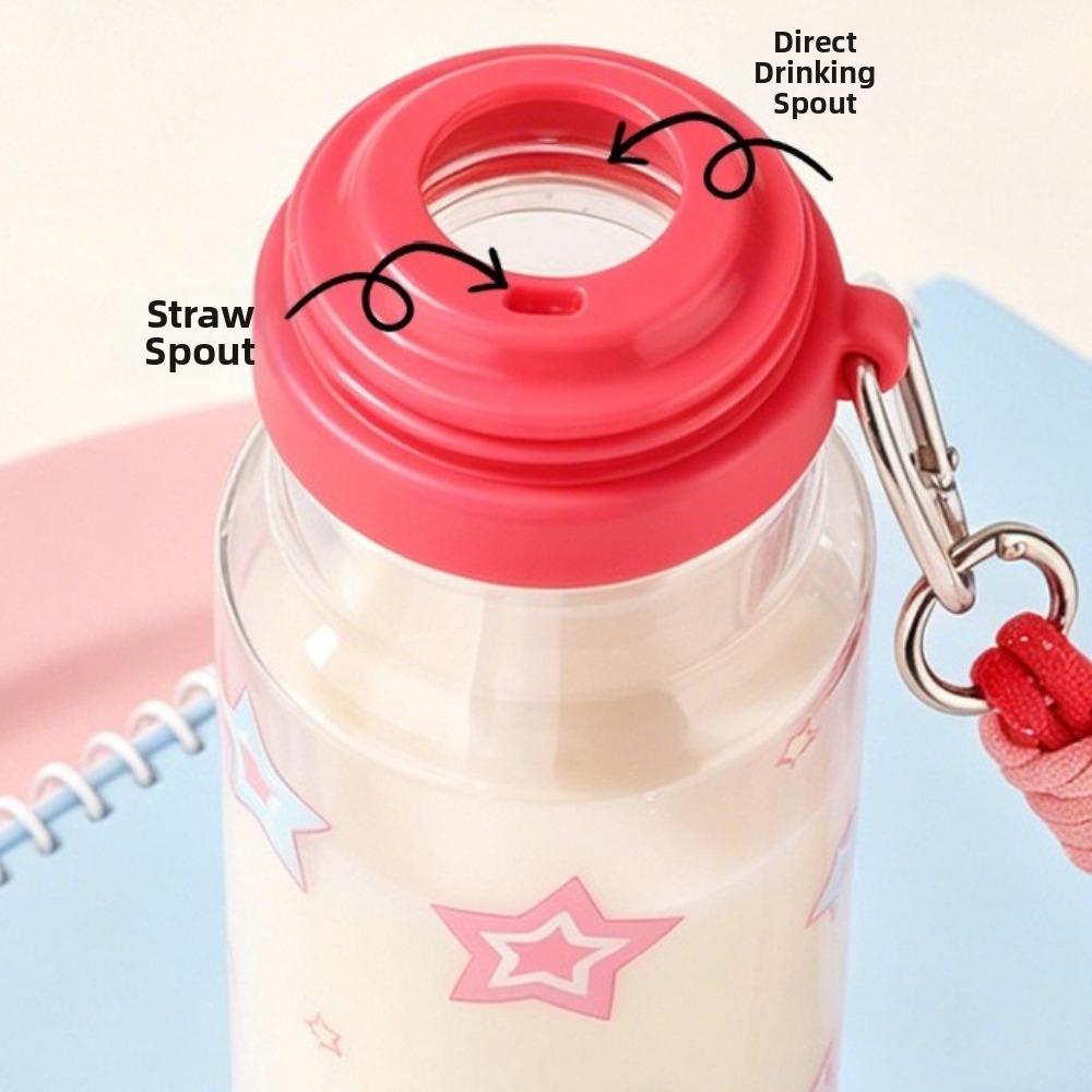 Star Pattern Plastic Water Bottle Transparent Portable Sports Kettle Cold Drink Cup  Travel