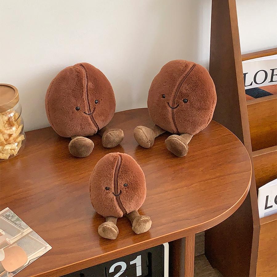 Simulated Coffee Bean Plushies Soft Doll Brown Coffee Food with Foot Adorably Plush Toy Home Decor Xmas Gifts Girl
